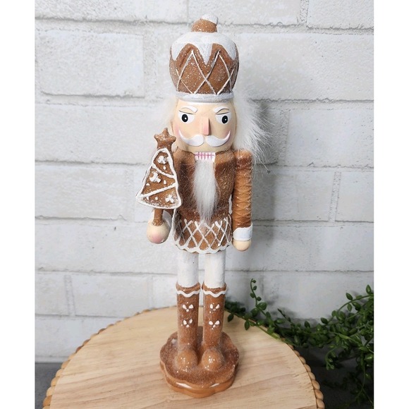 Gingerbread Soldier Nutcracker Figure Resin Christmas Cookie 12.5" Neutral NEW - Picture 2 of 10